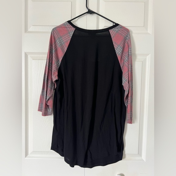Torrid Plaid Feather Light Slub Raglan Tee 3/4 Sleeves Size 2 - Picture 3 of 6